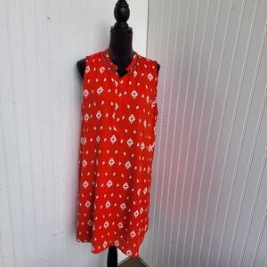Collective Concepts Womens Casual Summer Geo Dress Sleeveless Orange Lined XXL